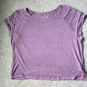 American Eagle Outfitters Purple Crop Cap Sleeve Tee